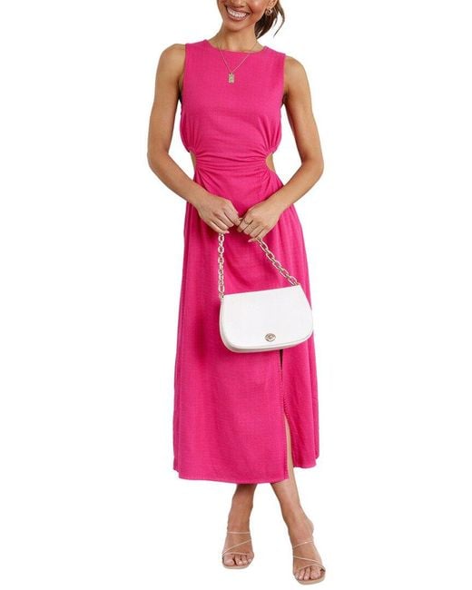 LEON GORI Pink Sleeveless Midi Dress