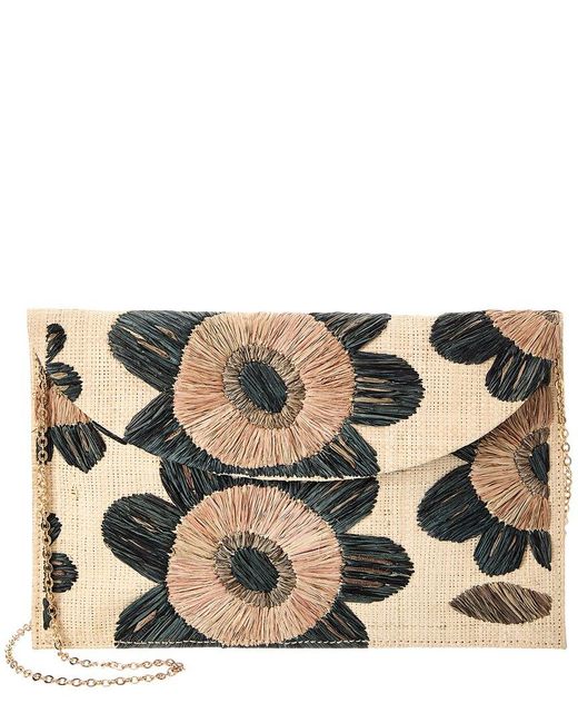Kayu Metallic Primrose Raffia Envelope Clutch