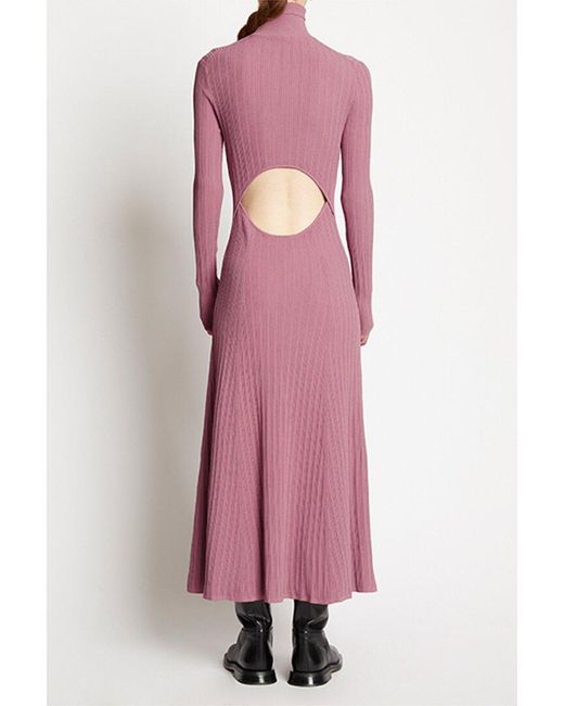 Proenza Schouler Pink Open Back Turtleneck Knit Dress