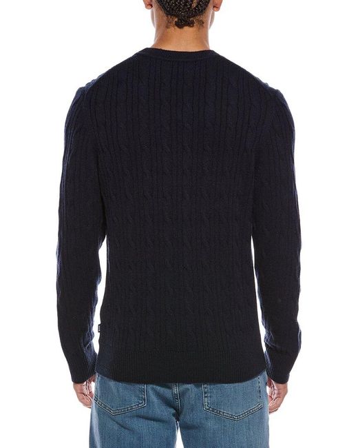 Boss Blue Hetico Wool & Cashmere-Blend Crewneck Sweater for men