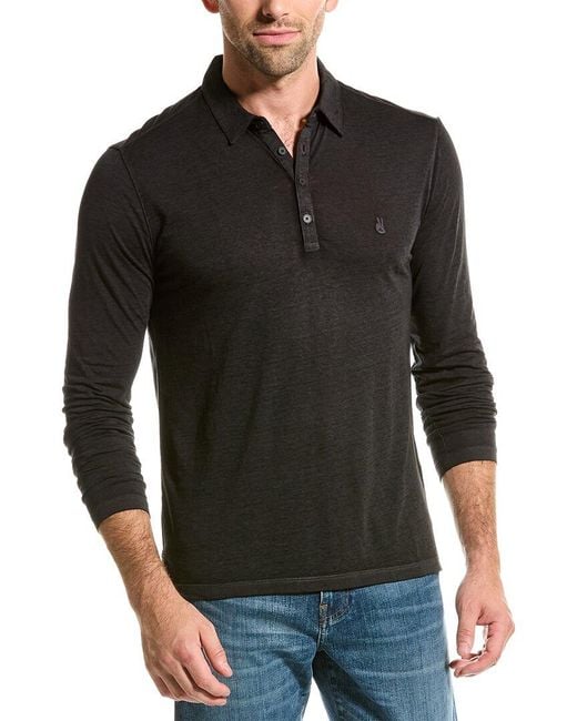 John Varvatos Black Marty Burnout Polo Shirt for men