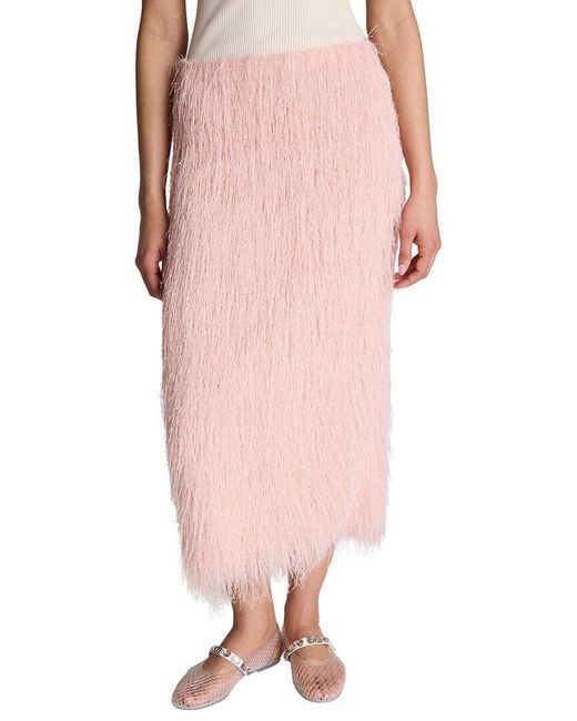 Kenneth Cole Pink Pull-On Center Back Slit Midi Skirt