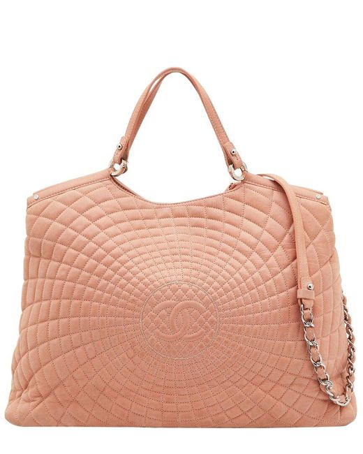 Chanel Pink Quilted Iridescent Leather Large Sea Hit (Authentic Pre-Owned)