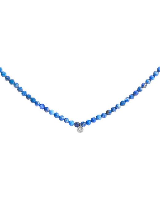 Haus of Brilliance Blue Diamond & Station Necklace