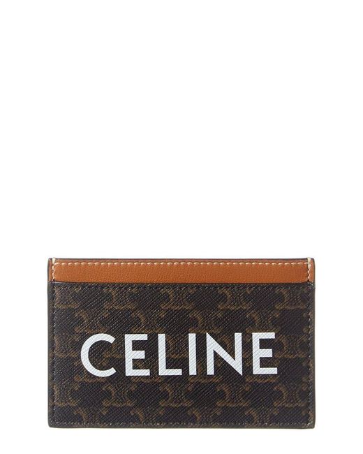 Céline Black Triomphe Coated Canvas & Leather Card Holder