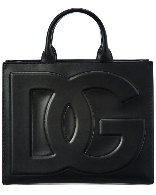 Dolce & Gabbana Dg Daily Medium Leather Tote in Black | Lyst