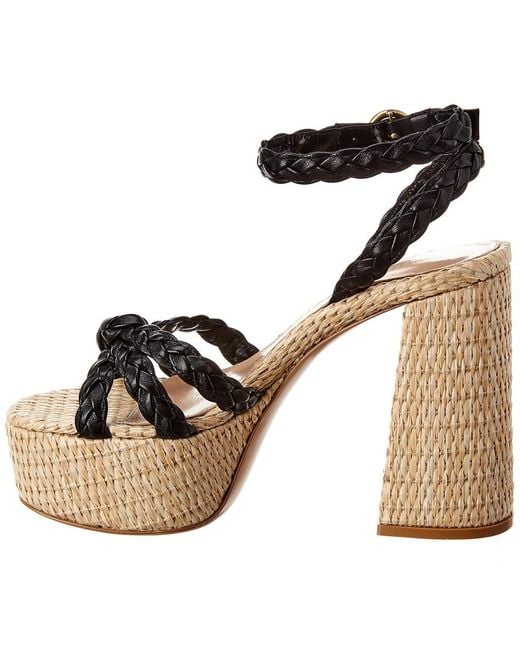 Gianvito Rossi Braided Leather Platform Sandal in Black - Lyst