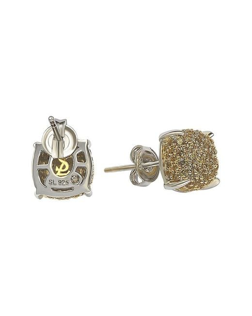 Suzy Levian Green Silver Diamond & Sapphire Earrings