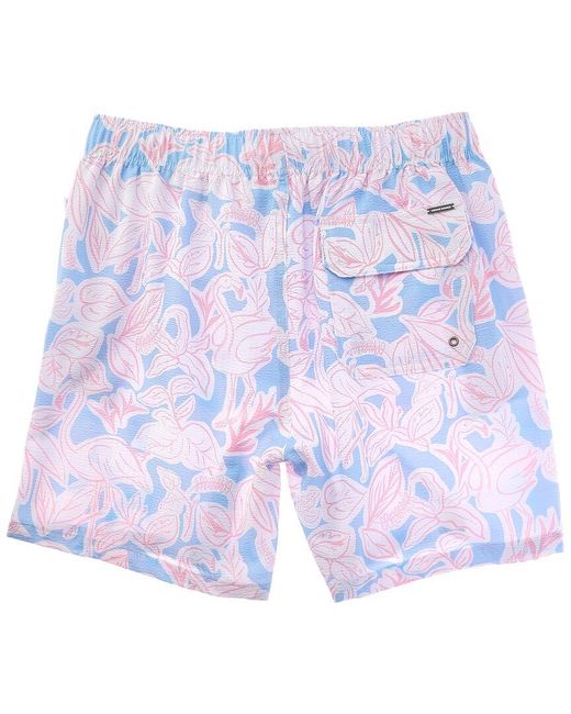 Vintage Summer Blue Seersucker Swim Short for men