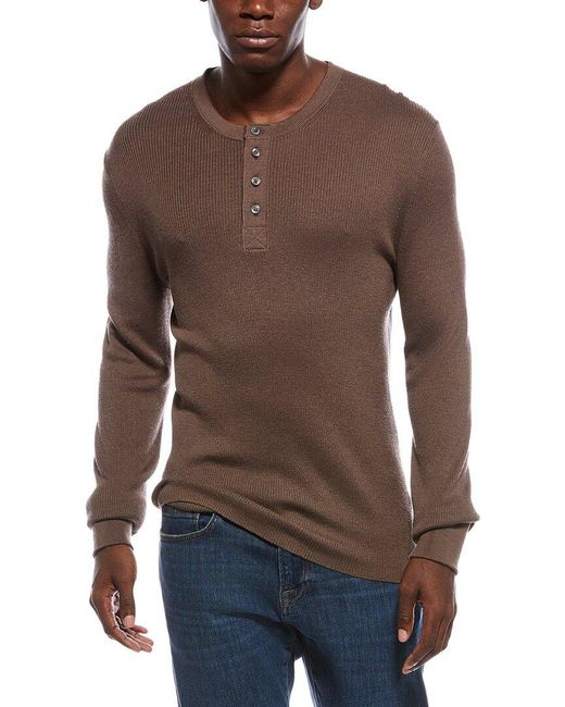 Jonathan Simkhai Brown Hezekiah Silk & Cashmere-Blend Henley Shirt for men