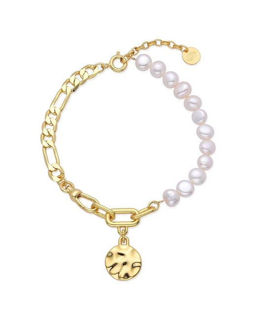 Eye Candy LA Metallic Fresh Water Pearl Stack Bracelet