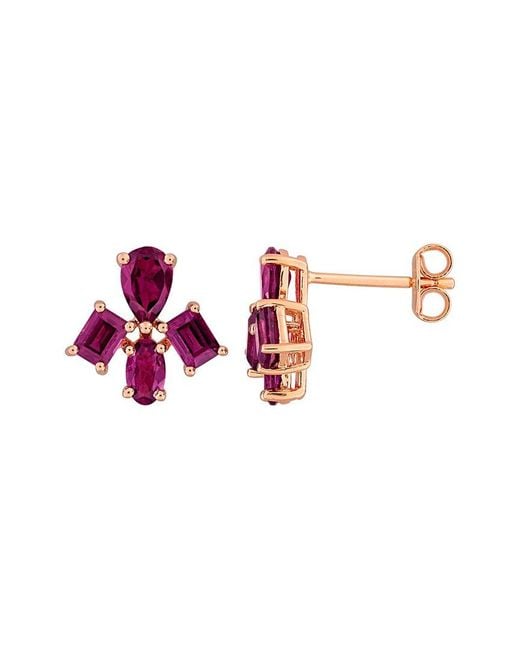 Rina Limor Pink 2.44 Ct. Tw. Rhodolite Floral Drop Earrings