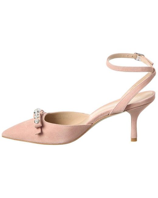 Stuart Weitzman Pink Luella Strap 75 Suede Pump