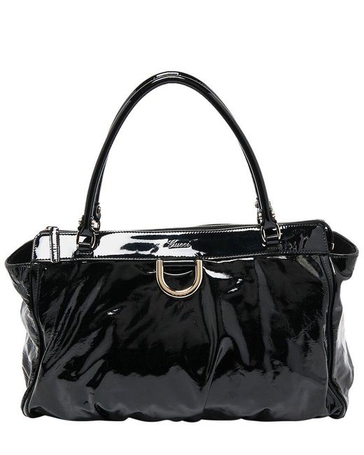 Gucci Black Patent Leather D Ring Tote (Authentic Pre-Owned)