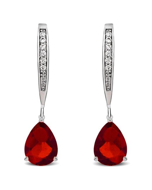 Genevive Jewelry Red Silver Earrings