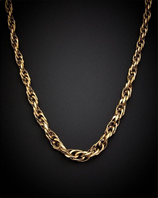 Italian Gold Black 14k Graduated Interlocking Twist Link Necklace