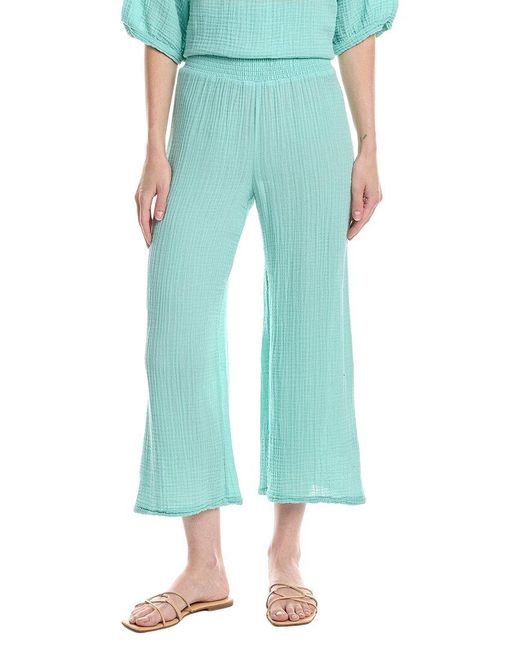 Michael Stars Blue Medina Smocked Waist Cropped Pant