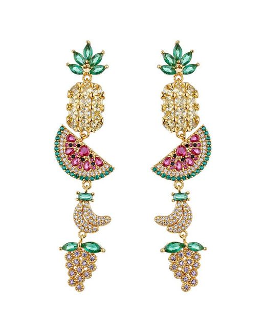 Eye Candy LA Metallic Cz Bali Tropical Fruit Drop Earrings