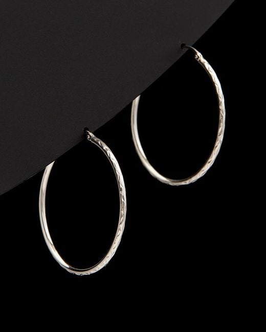 Italian Gold Black 14K Diamond-Cut Hoops