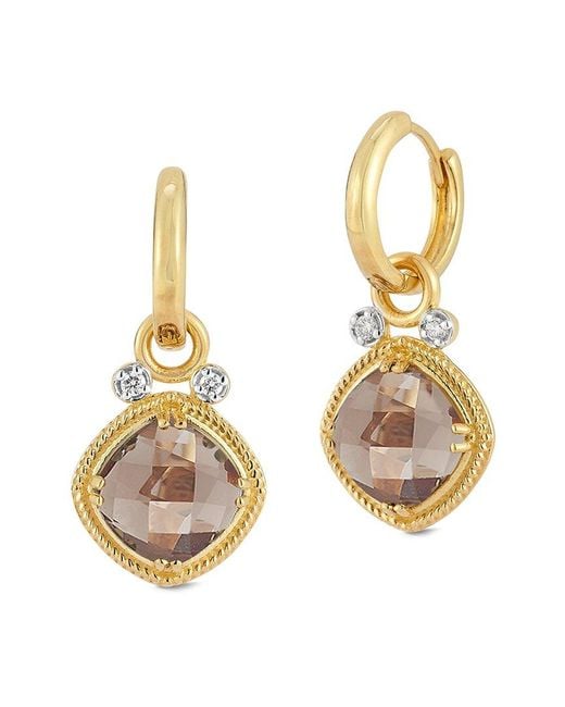Reiss Metallic 14k 4.14 Ct. Tw. Diamond & Smokey Topaz Earrings
