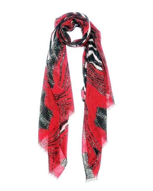 Blue Pacific Red Artisan Cashmere Scarf