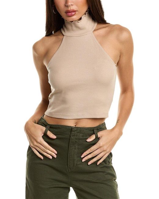 The Range Green Cropped T-neck Top