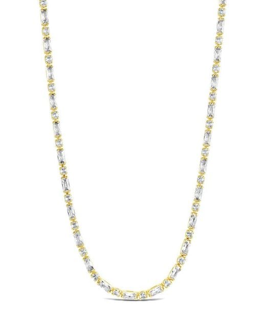 Sterling Forever Metallic 14K Plated Cz Georgia Classic Tennis Necklace