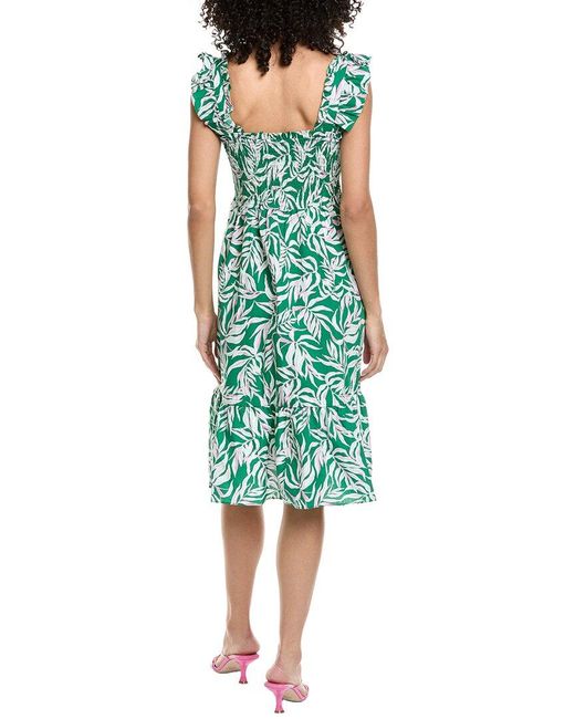 Nanette Lepore Green Cap Sleeve Midi Dress