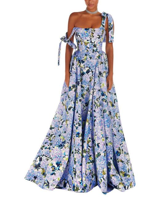 Homeyee Blue Printed Maxi Dress