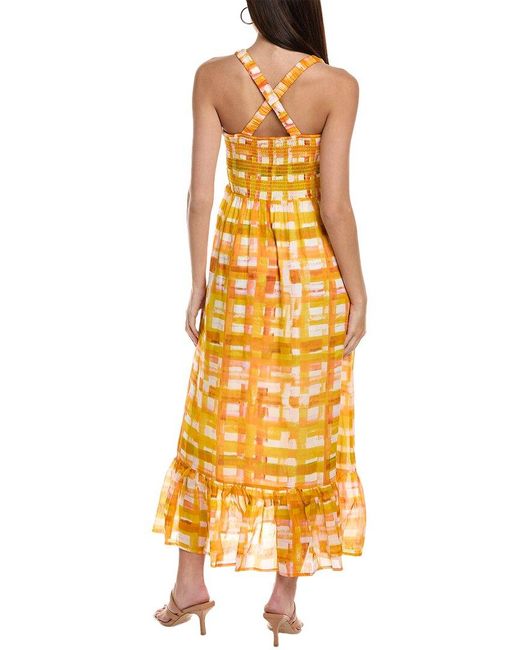 Marie Oliver Yellow Prima Linen & Silk-blend Maxi Dress