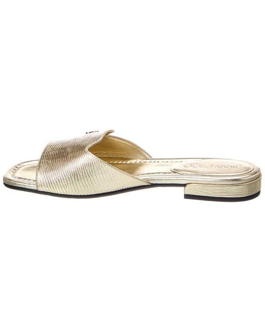 Jimmy Choo White Dina Lizard-Embossed Leather Sandal