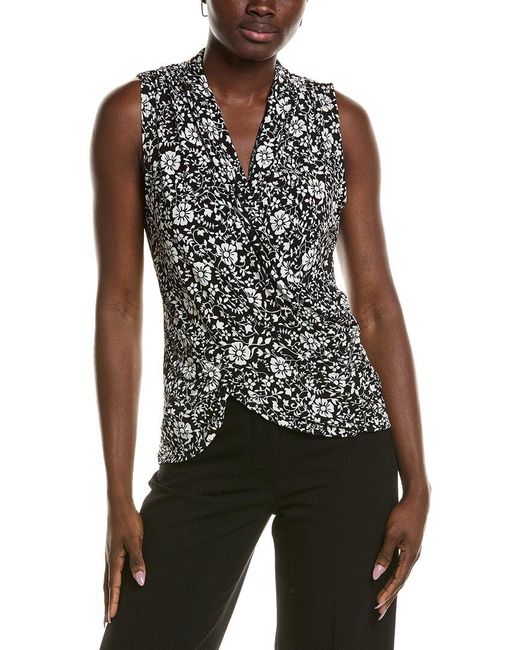 Vince Camuto Black Front Cross Over Wrap Tank Top