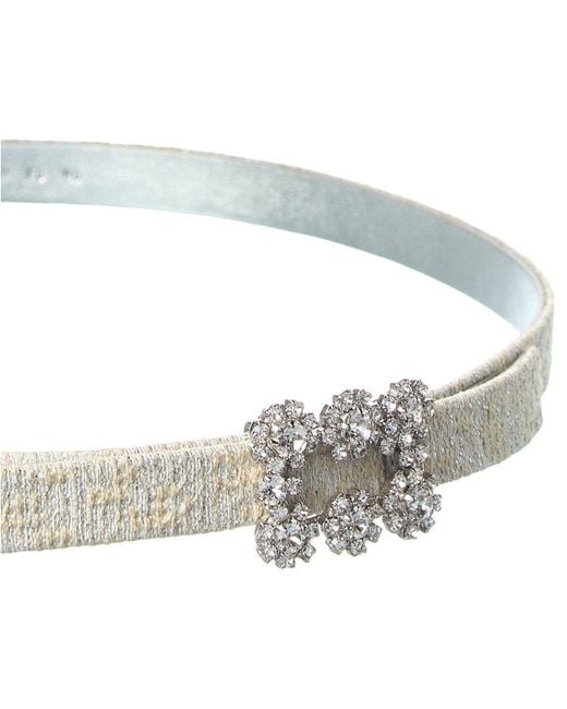 Roger Vivier White Buckle Tweed Belt