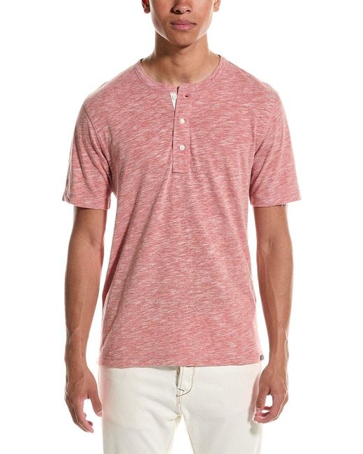 Faherty Brand Pink Heather Henley Shirt for men