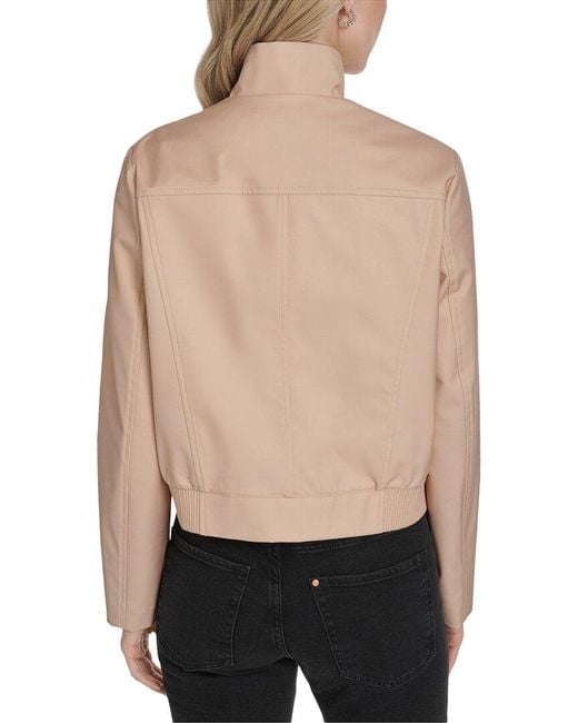Cole Haan Natural Pin Stripe Rain Bomber Jacket