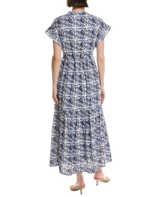 Ro's Garden Blue Mumi Broderie Maxi Dress