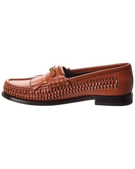 Céline Brown Luco Braided Leather Loafer
