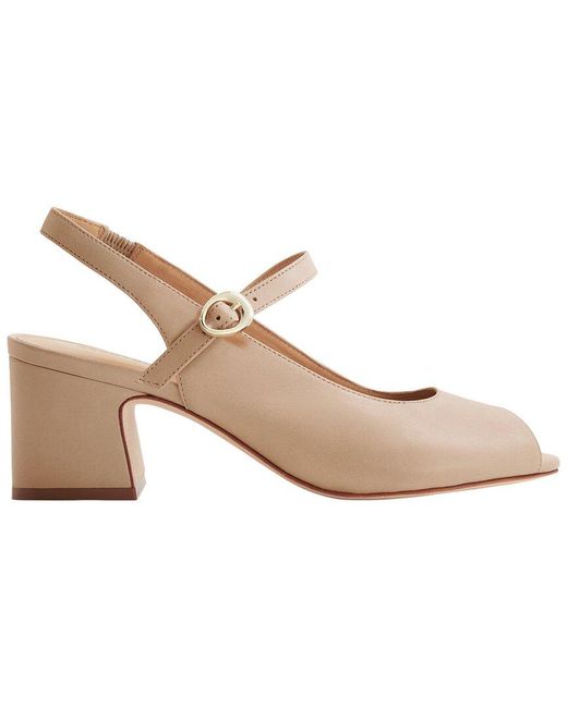 Bernardo Natural Bailen Leather Peep Toe Heeled Sandal
