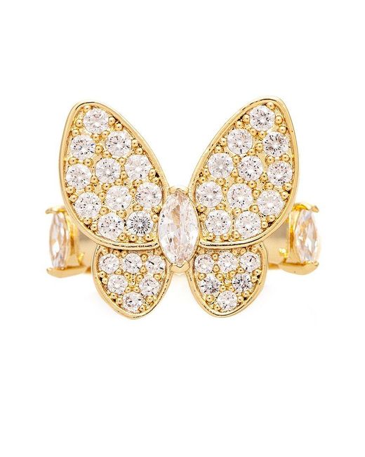 Rivka Friedman Natural 18k Plated Cz Butterfly Ring