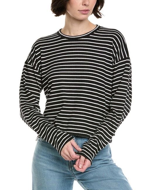 Rag & Bone Gray The Knit Stripe Crewneck Pullover