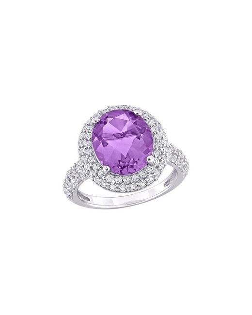 Rina Limor Purple 34 Ct. Tw. Amethyst, Topaz Double Halo Ring