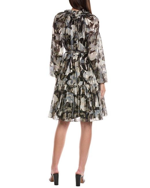 Kobi Halperin Black Jenson Print Silk-Blend Dress