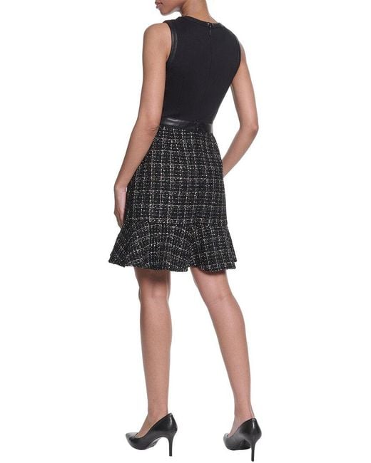 Karl Lagerfeld Black Tweed A-Line Dress