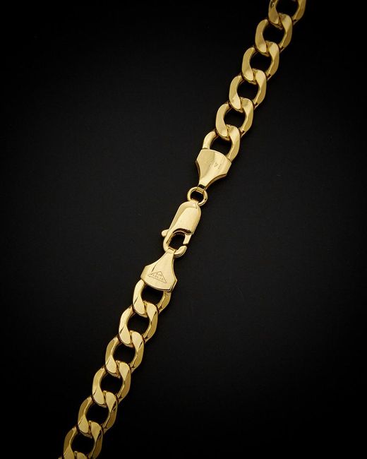 Italian Gold Black 14k Air Solid Curb Link Necklace