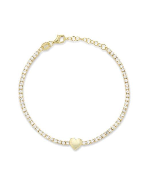 Glaze Jewelry Metallic 14k Over Silver Cz Heart Tennis Bracelet