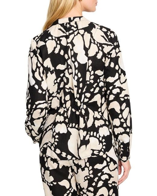 NIC+ZOE Black Petite Evening Petal Woven Linen-Blend Shirt