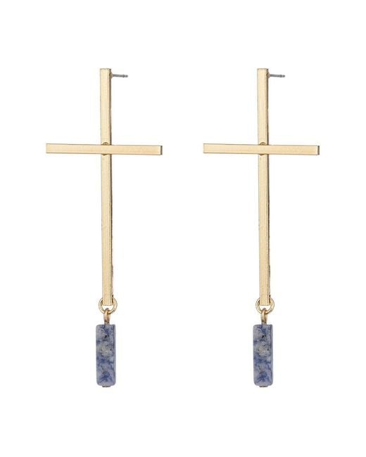 Eye Candy LA White Lapis Double Cross Drop Earrings