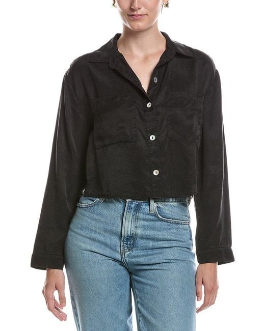 Bella Dahl Black Button Down Cropped Shirt