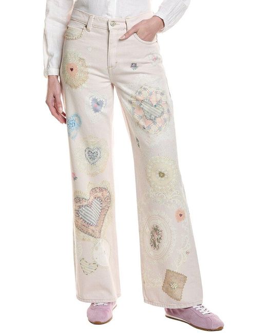 Free People White We The Free Tinsley Printed Straight Leg Jean