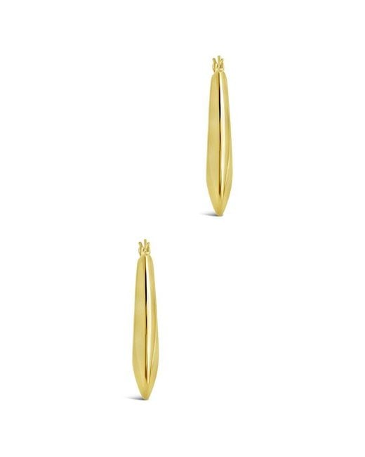 Sterling Forever Metallic 14k Plated Graduated Teardrop Tube Hoops